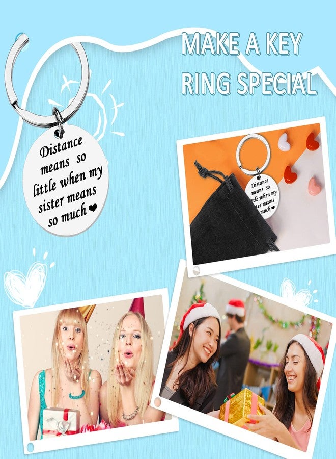 PLwelth Sister Keychain Gift from Sister Long Distance Leaving Going Away Apart Sisters Keychain Cute Funny Engraved Stainless Steel Key Ring Birthday Christmas Charm Pendent Jewelry Present - Image 4